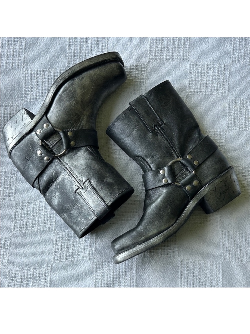 Frye distressed Silver harness boot 
size 6